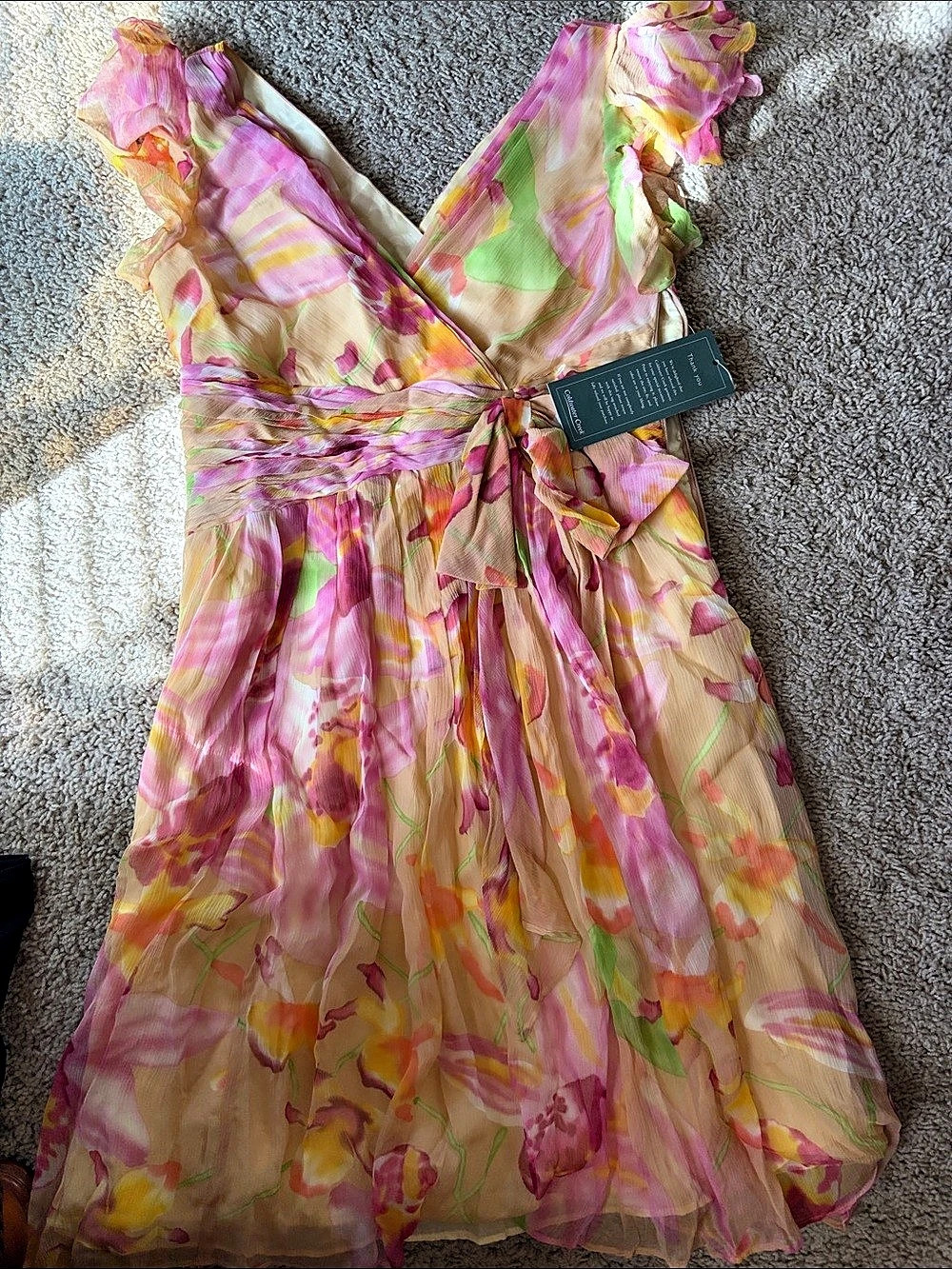 Coldwater Creek Floral Maxi Dress Pink & Green Size 2